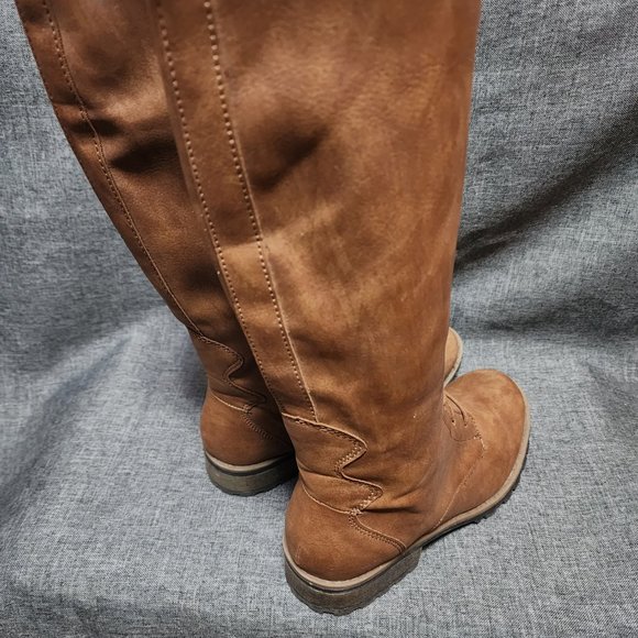 Women's Size 5 Stevies RN#17730 Tan Full Zip Lace Up Knee High Boots - Picture 3 of 9